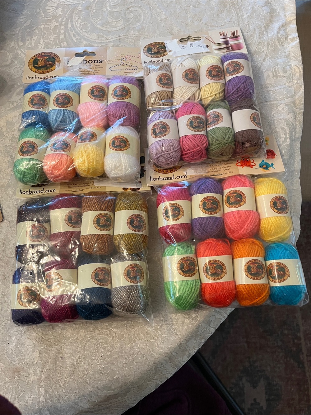 Lion Brand Assorted Mini Yarn Set - Multicolor Mixes Set of 4 NEW!